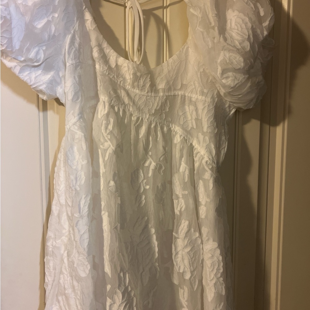 Altar'd State White Floral Puff Sleeve Dress
